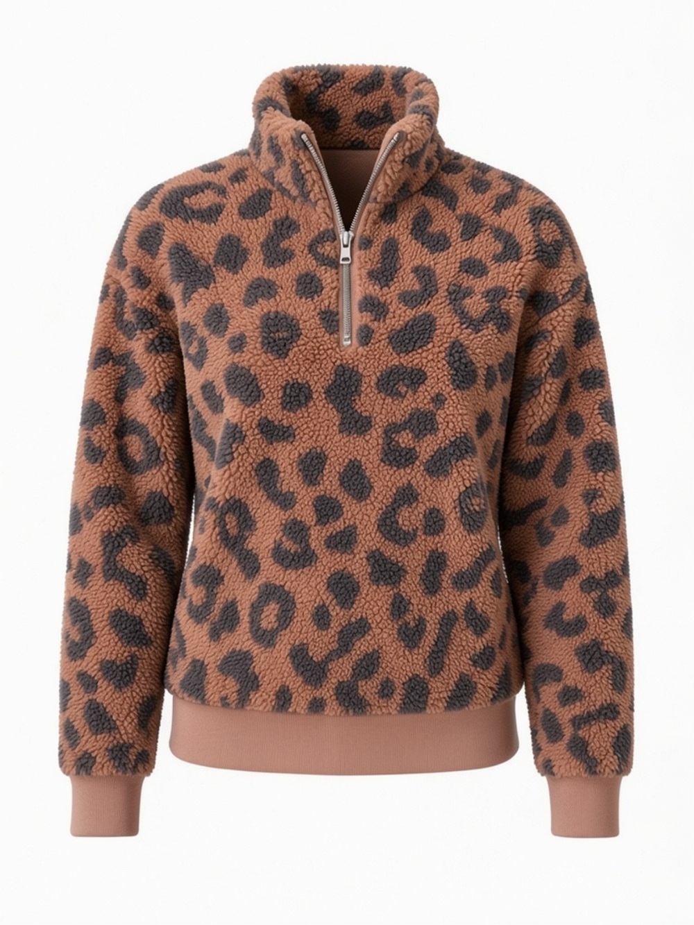 Grayson Threads Leopard Sherpa Half-Zip Pullover - Brown & Black